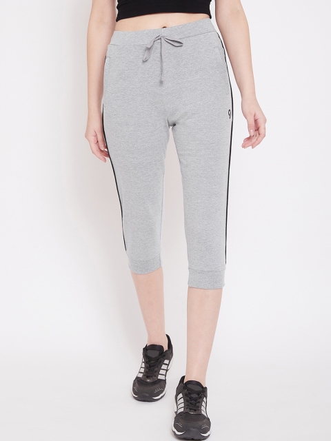 C9 AIRWEAR Women Grey Melange Solid Slim Fit Capris With Side Stripes