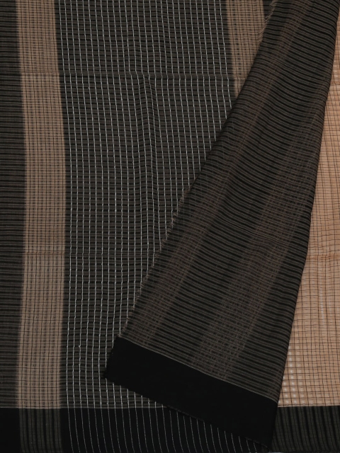 

Pothys Black & Gold-Toned Linen Blend Striped Saree