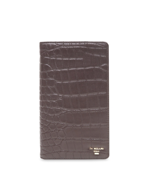 

Da Milano Men Coffee Brown Textured Zip Around Leather Wallet