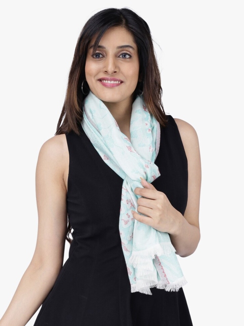 

Scarves & Glitters Women Sea Green Self Design Scarf