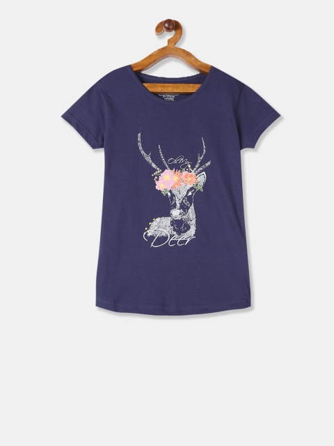 

Cherokee Girls Blue Printed Round Neck T-shirt
