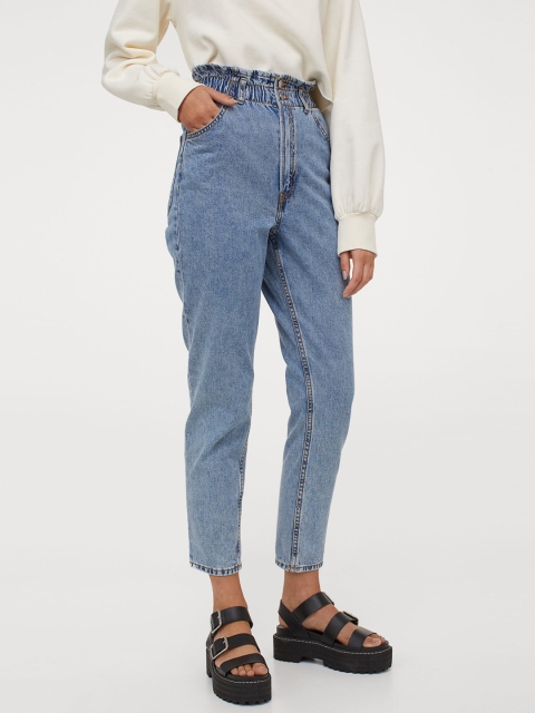 

H&M Women Blue Solid Tapered High Ankle Jeans