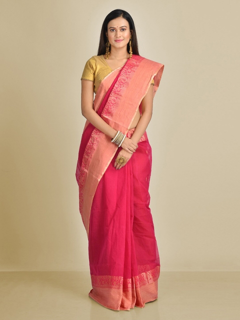 

Mitera Magenta Pure Cotton Woven Design Taant Saree