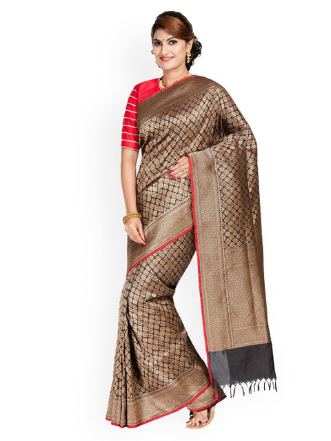 

Vijayalakshmi Silks Black & Red Pure Silk Woven Design Banarasi Saree