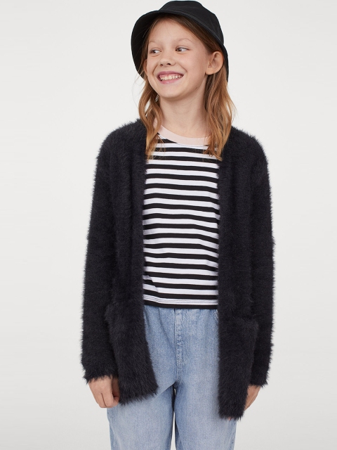 

H&M Girls Black Fluffy Cardigan