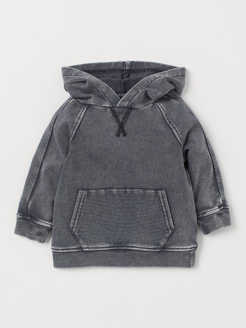 

H&M Boys Grey Solid Denim-Look Hoodie