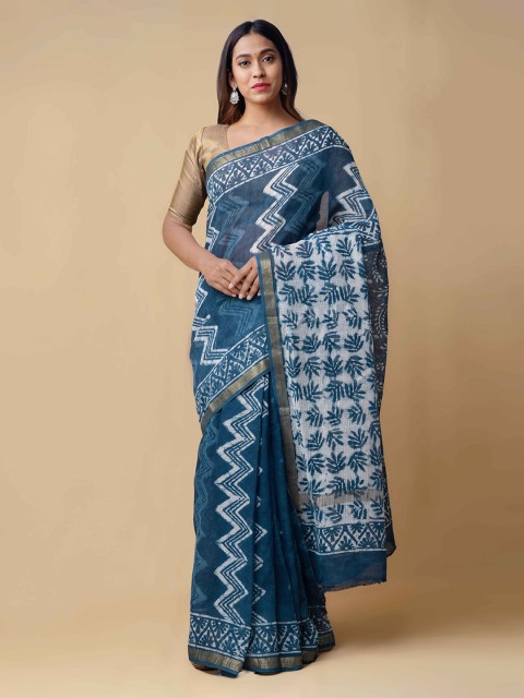 

Unnati Silks Blue Pure Cotton Printed Kota Saree