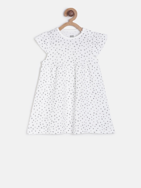 

MINI KLUB Infant Girls White & Grey Printed A-Line Dress