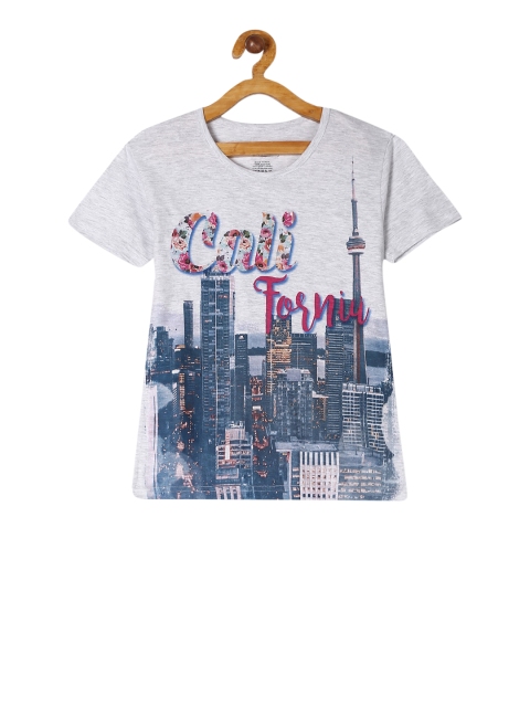 

Cherokee Girls Grey Printed Round Neck T-shirt