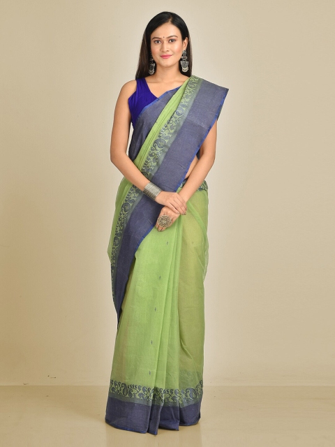

Mitera Green Pure Cotton Woven Design Taant Saree