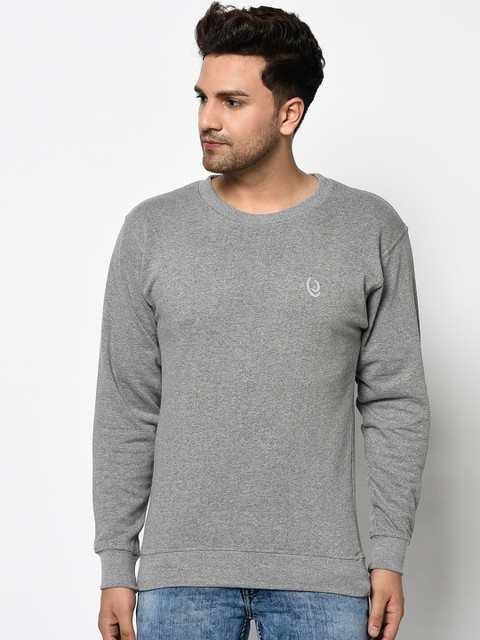 

ELEGANCE Men Grey Solid Sweatshirt
