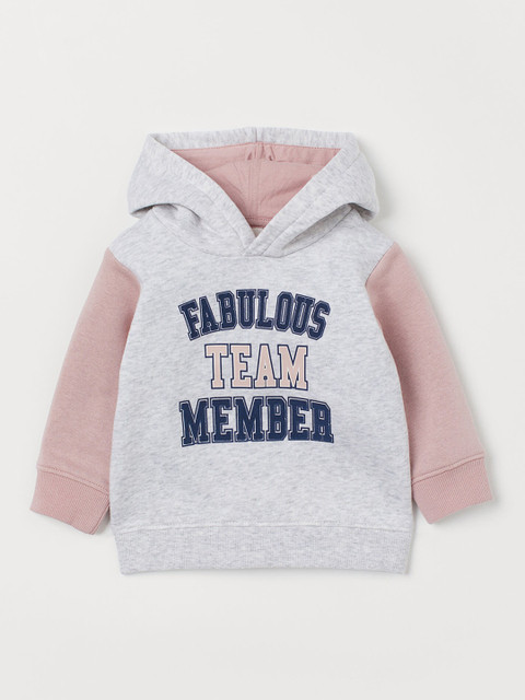 

H&M Girls Grey & Pink Flock-Print Hoodie