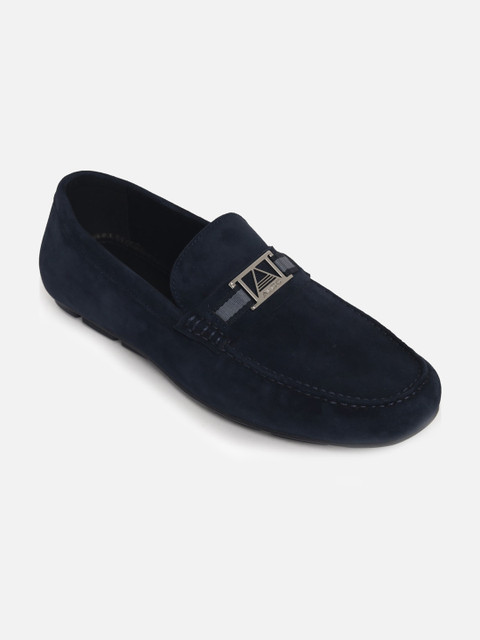 

ALDO Men Navy Blue Solid Leather Loafers