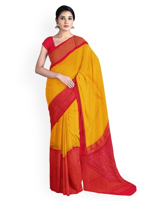 

APCO Yellow & Red Silk Cotton Checked Sustainable Saree