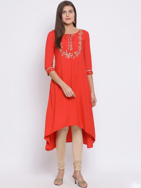 

Span Women Red Yoke Design A-Line Kurta