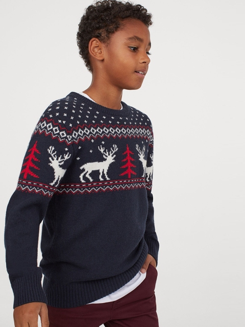

H&M Boys Blue Jacquard-Knit Jumper