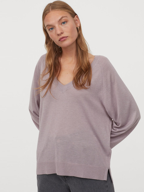 

H&M Women Purple V-Neck Jumper