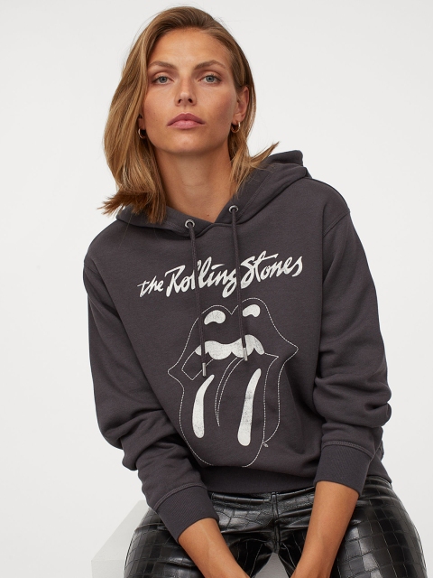 

H&M Women Grey Flock-Print Hoodie