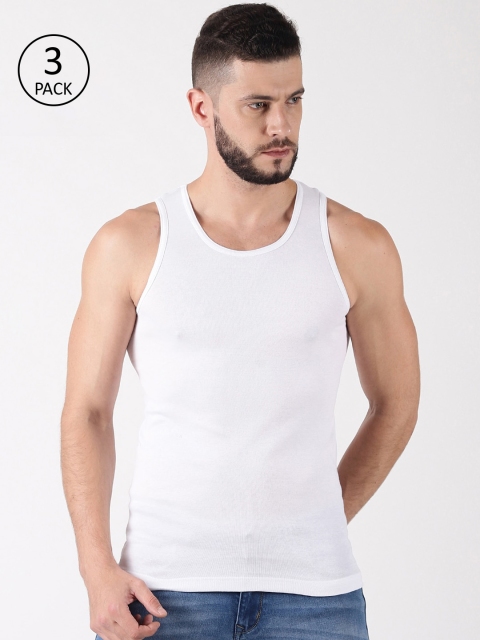 

Force NXT Men Men Pack Of 3 White Solid Innerwear Vests MNFF-237-PO3