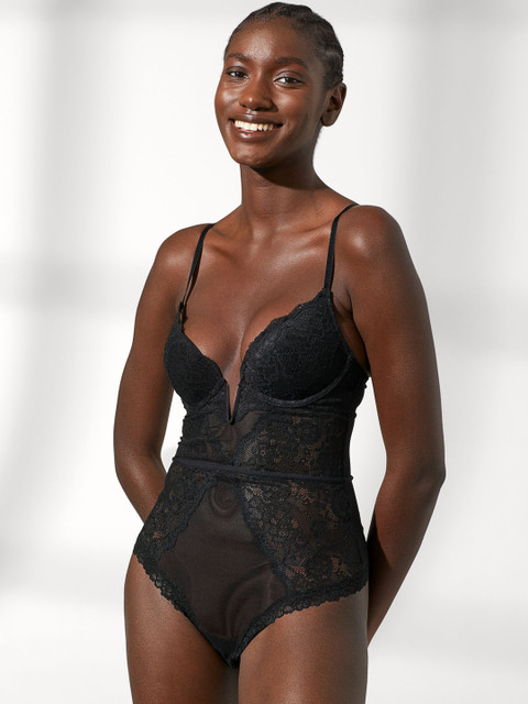 

H&M Women Black Lace Push-Up Body