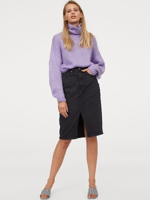 

H&M Women Black Denim Skirt