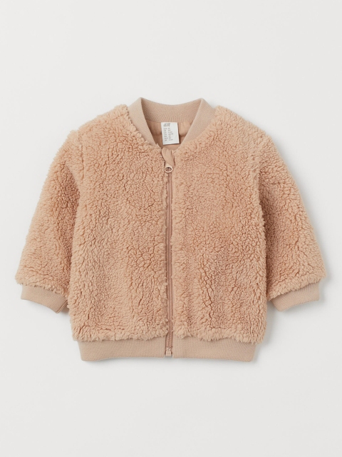 

H&M Unisex Kids Beige Faux Shearling Bomber Jacket