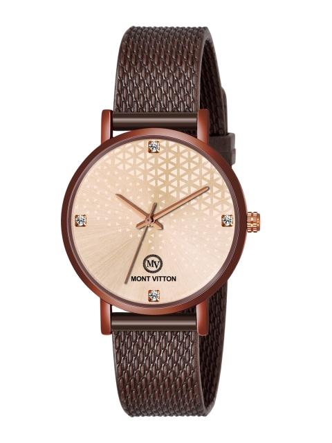 

MONTVITTON Women Rose Gold & Brown Analogue Watch