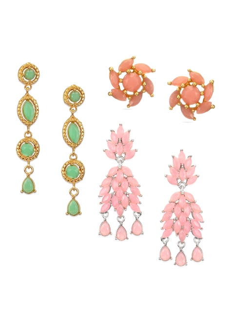 

Mahi Set Of 3 Contemporary Drop Earrings, Pink