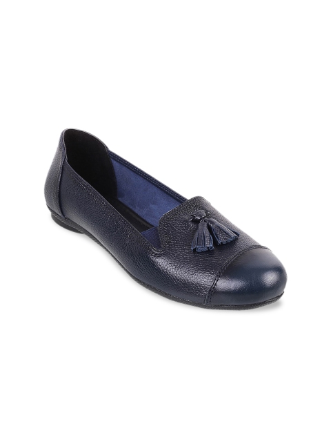 

Mochi Women Blue Solid Leather Ballerinas