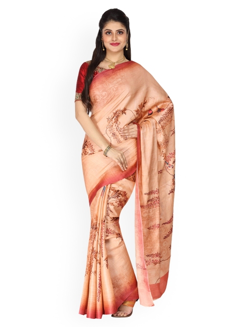 

Vijayalakshmi Silks Multicoloured Pure Silk Printed Tussar Saree, Multi