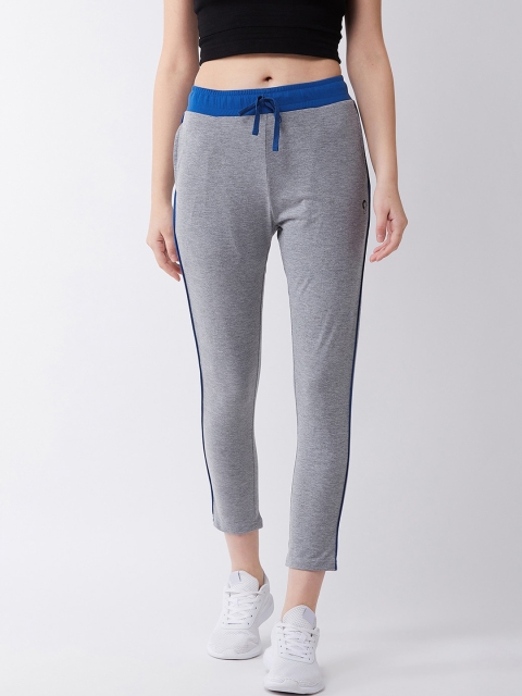 

C9 Women Grey Melange & Blue Solid Colourblocked Straight-Fit Airwear Track Pants