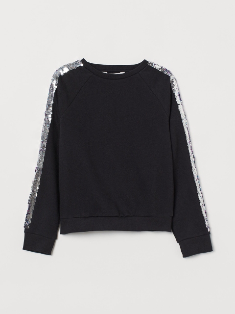 

H&M Girls Black Sequin-Detail Sweatshirt