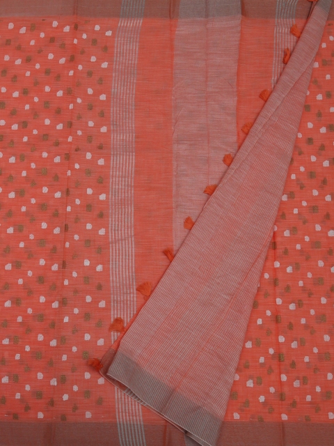 

Pothys Peach-Coloured Printed Linen Blend Saree