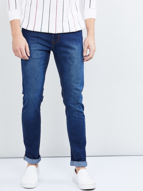 

max Men Blue Skinny Fit Mid-Rise Clean Look Jeans
