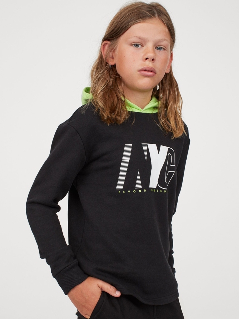 

H&M Girls Black Printed Hoodie