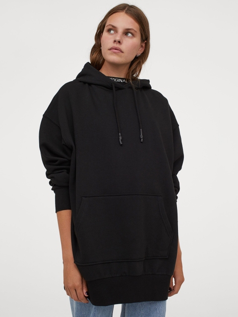 

H&M Women Black Oversized Hoodie