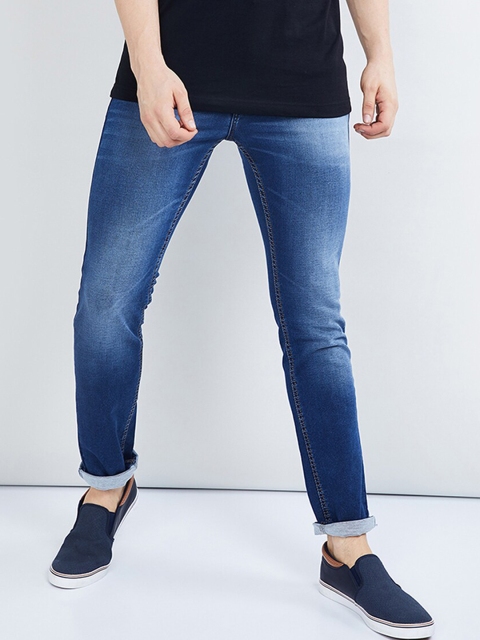 

max Men Blue Skinny Fit Mid-Rise Clean Look Stretchable Jeans