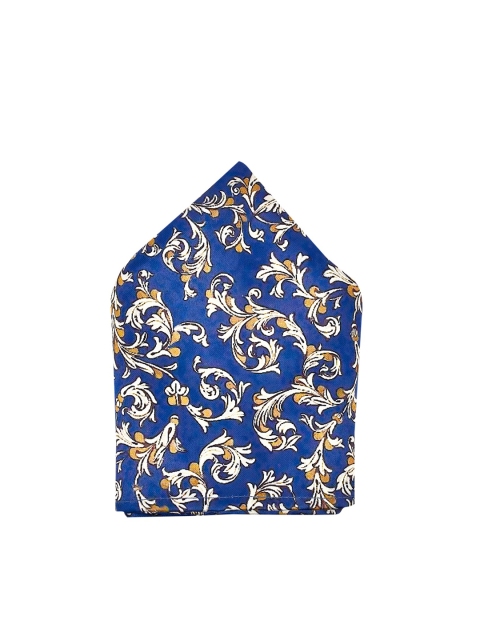 Brocode Men Blue Printed Classic Premium Satin Pocket Square
