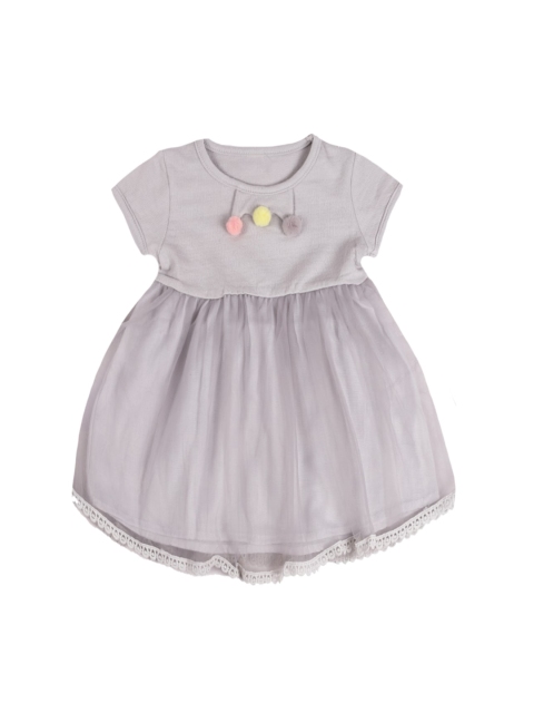 

DOROKIDS Girls Grey Solid Fit and Flare Dress