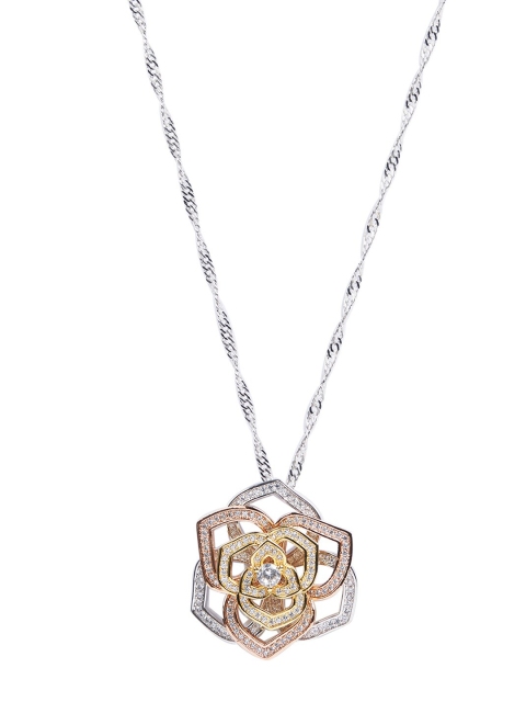 

shaze Rhodium-Plated Silver-Toned & Rose Gold-Toned CZ-Studded Jewellery Set