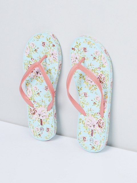 

max Women Green & Pink Printed Thong Flip-Flops