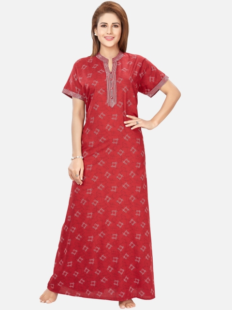 

Sand Dune Red Printed Nightdress