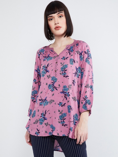 max Women's Pink & Blue Printed Tunic