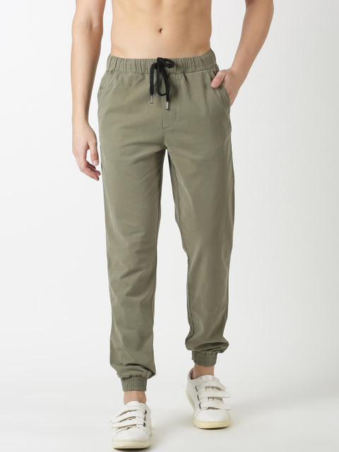 

Blue Saint Men Olive Green Slim Fit Solid Joggers