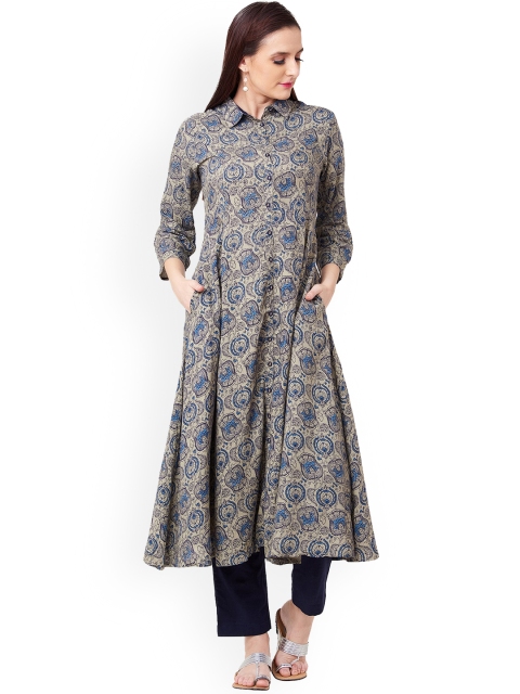 

IMARA Women Grey Printed Anarkali Kurta