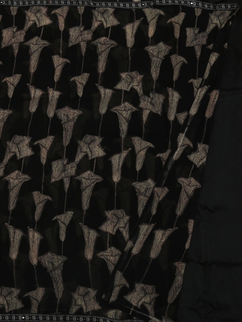 

Pothys Black & Gold-Toned Poly Chiffon Woven Design Saree