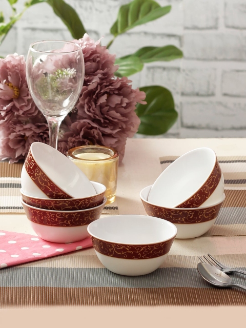 

Laopala Anassa Red Set of 6 Pcs Opalware Veg Bowl, White