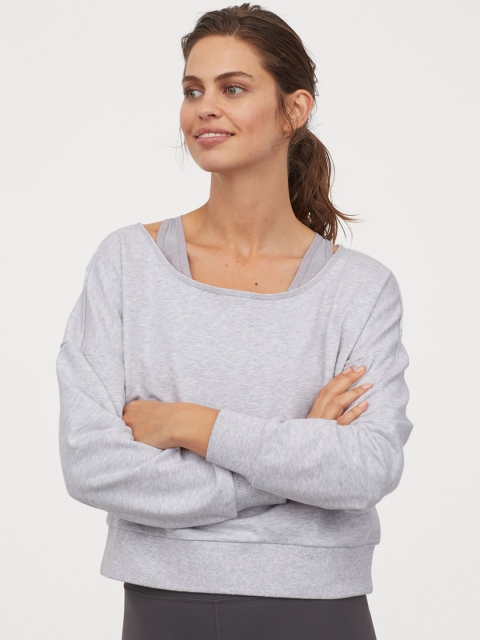 

H&M Women Grey Solid Sports Swaeatshirt