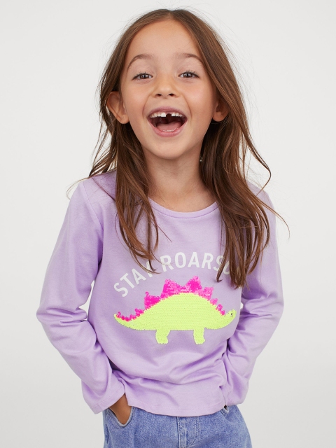 

H&M Girls Lavender Motif-Front Jersey Top