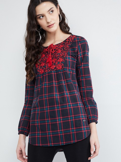 

max Women Black & Red Checked Tunic